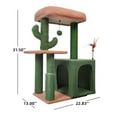 thumbnail image 2 of AIWIKIDE 31.50" Cactus Cat Tree for Indoor Cats with Cat Condo and Scratching Post,Cute Cat Tower with Self-Grooming Brush and Toy Balls,Green, 2 of 7
