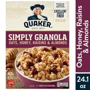 Quaker Simply Granola Breakfast Cereal, Oats Honey Raisins & Almonds, 24.1 oz Box