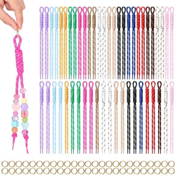 50Pcs Colorful Paracord Keychain About 9" Long Handmade Paracord Rope Key Chain Braided Cord for Purse Backpack Handbag Decoration Accessories