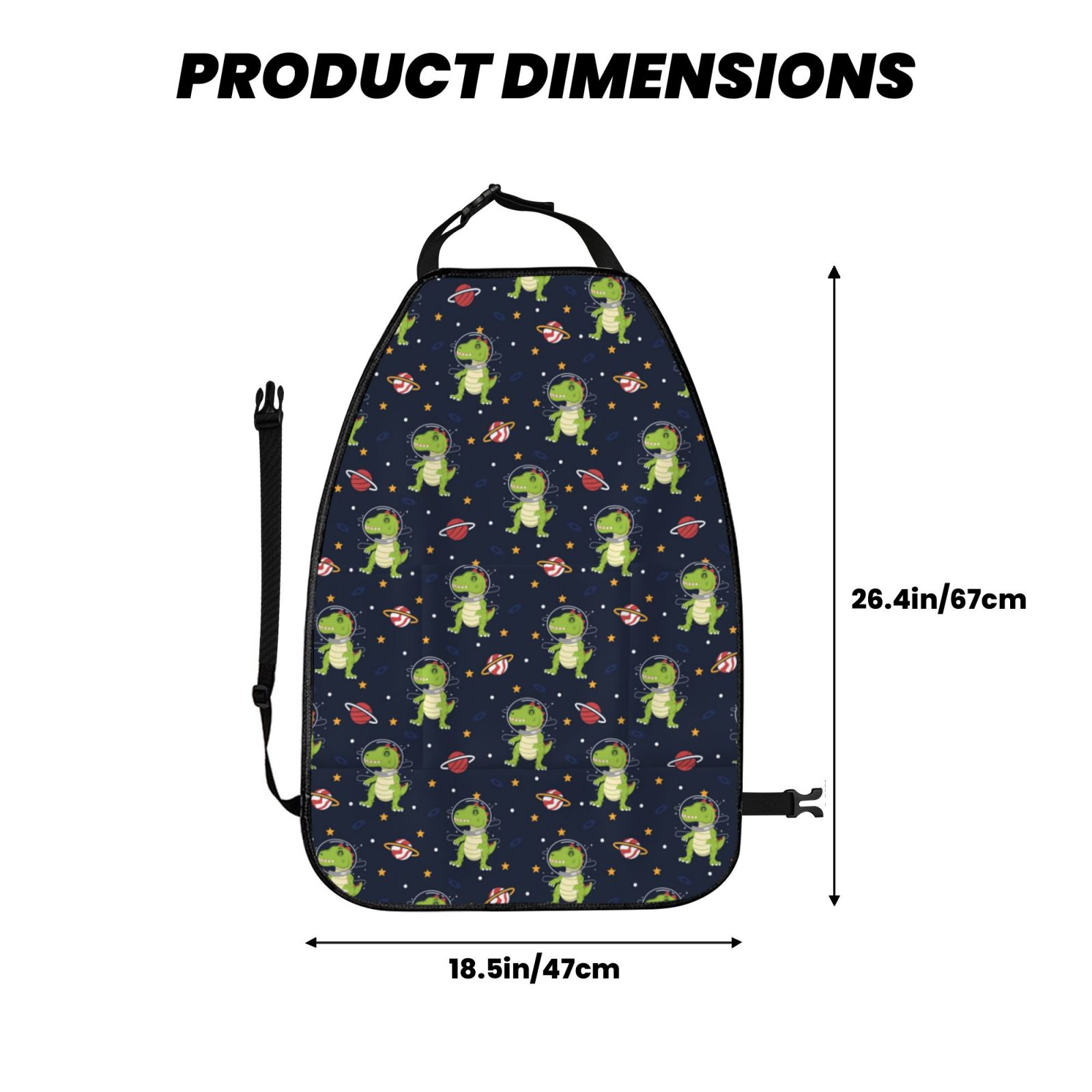 Kdxio Dinosaur Astronaut Print 2 Pack Car Kick Mat Seat Cover Back Protector Mat with Pockets for Organizer Backseat Protector and Storage Anti Kick Pad for Vehicles