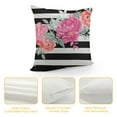 thumbnail image 4 of COMIO  Throw Pillow Cover Floral Peony Rose Black White Stripes Little Wildflowers Spring Summer Leaves Natural Decor Lumbar Pillow Case Cushion for Sofa Couch Bed Standard Queen, 4 of 5