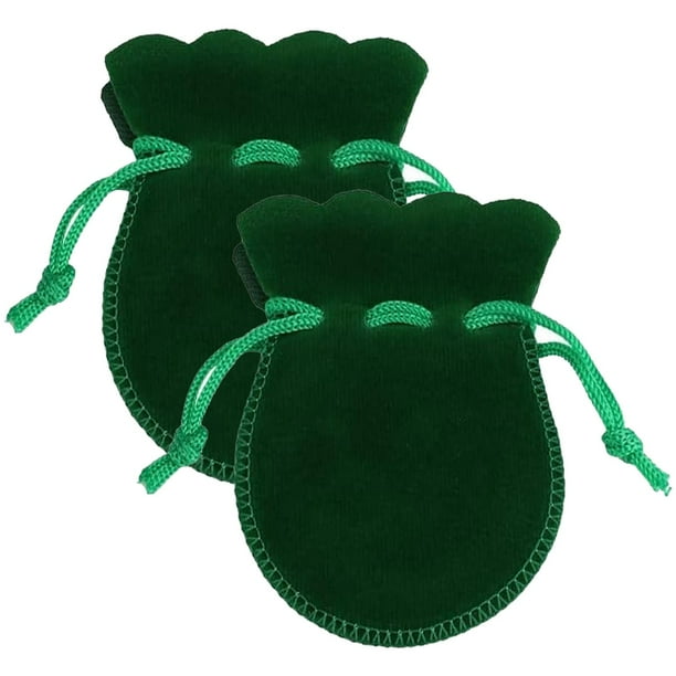 Bolsitas de Terciopelo de Bisuteria VelvtyGreen 2Pzas Verde 7x9cm Terciopelo Bolsa en Forma de Calabaza.