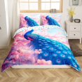 thumbnail image 1 of Erosebridal Housse de Couette 3D Paon Bleu Grand Lit, Ensembles de Literie Fleurs de Cerisier de Rêve Format Grand Lit, Bleu Rose, Réversible (Sans Couette), 1 of 7