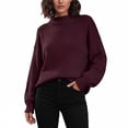 thumbnail image 6 of Edvintorg Knit Sweater Women Loose Casual Pullover Top Long Sleeve Crew Neck Soft Blouse Plus Size Womens Clothing Wine S-3XL, 6 of 9