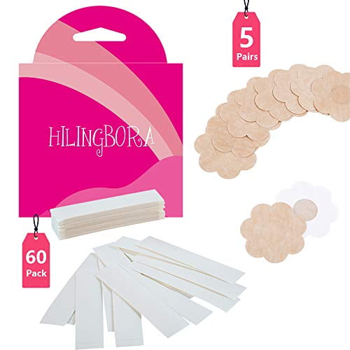paquete de 60 Doble cara para moda y cuerpo ＆ Sujetador adhesivo Petal Tops HILINGBORA Fashion Beauty Tape 