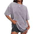 thumbnail image 1 of Camiseta Adorejoy de gran tamaño, vintage, lavada, holgada, casual, para mujer, 1 of 8
