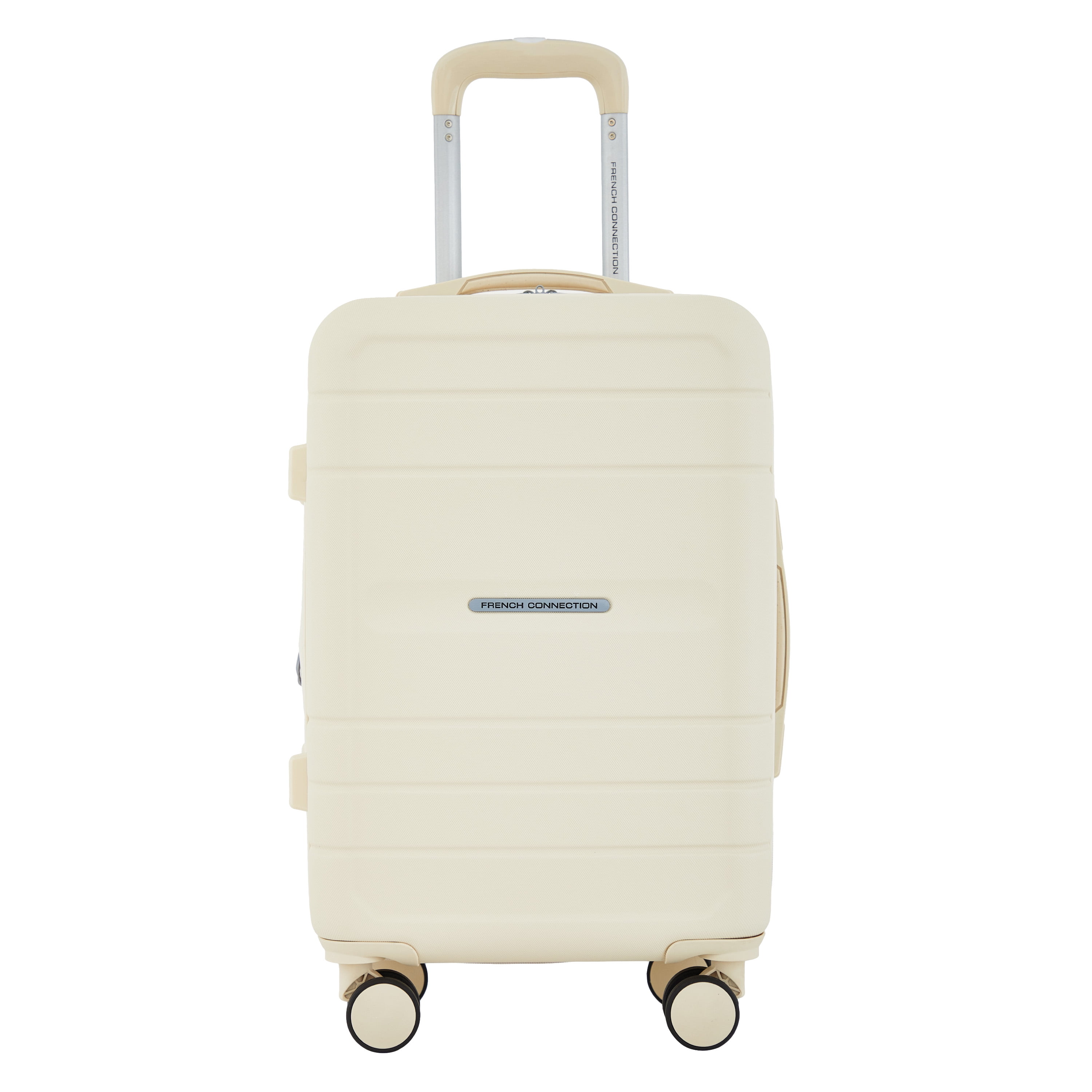 French Connection 22 inch Expandable Rolling Carry-on Luggage with Cup Holder, Whitecap Gray