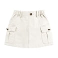 thumbnail image 2 of Miluxas Girl's Low Waist Button Bodycon Mini Cargo Skirt with Pocket White 13-14 Years, 2 of 6