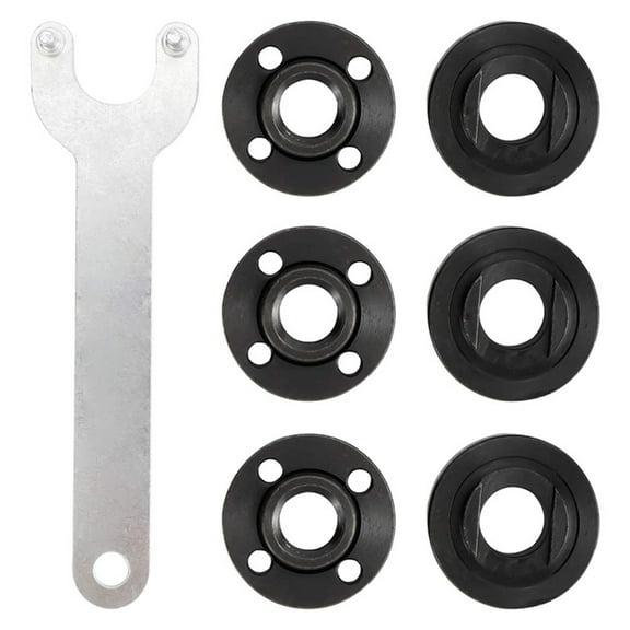7PCS Heavy Duty Angled Grinder Flange Lock Nut and Wrench Set Professional Rusts Resistant 5/8" Thread for Power Tool