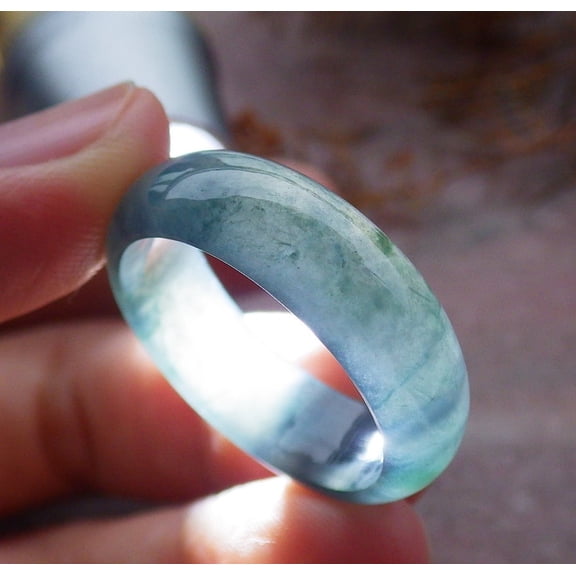 Certified Icy Green Pale Lavender Burma 100% Natural A JADE Jadeite Circle RING USA. 10.25 RING 664829 TN