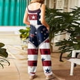 thumbnail image 4 of JULMCOMO 4th of July Jumpsuits for Women 250th Year Cotton Linen Spaghetti Straps Plus Size Red White Blue Overalls Stars Stripes Wide Leg Sleeveless Patriotic Rompers with Pockets Dark Blue L, 4 of 6