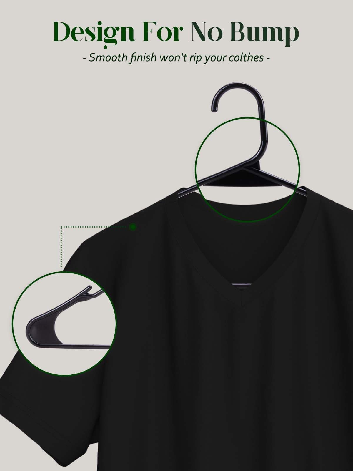 ACSTEP Clothes Hanger 100 Pack,Durable and Strong Plastic Hangers with Shoulder Grooves, Non-Slip Space Saving Closet Organizers(Black）
