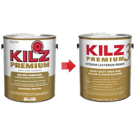 3 Primer Sealer - KILZ 3 Premium Interior/Exterior Primer, Sealer & Stainblocker, White - New Look, Same Trusted Formula