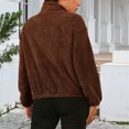 thumbnail image 5 of up to 60% off Gifts Winter Womens Plush Coat Womens Fuzzy Sherpa Coat Open Front Zipper Stand Neck Fluffy Fleece Jacket Long Sleeve Casual Solid Double Side Plush Outwear 2023 Plush Coat, 5 of 7