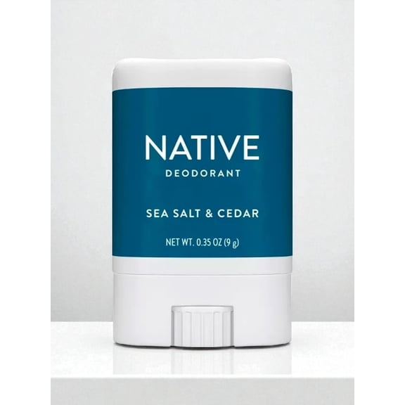 Native Deodorant Mini - For Men & Women - Sea Salt & Cedar - Trial Size - 0.35 Oz - Pack Of 02
