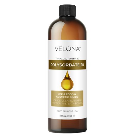 Polysorbate 20 by Velona - 32 oz | Solubilizer Food & Cosmetic Grade | All Natural for Cooking Skin Care and Bath Bombs | Use Today - Enjoy Results