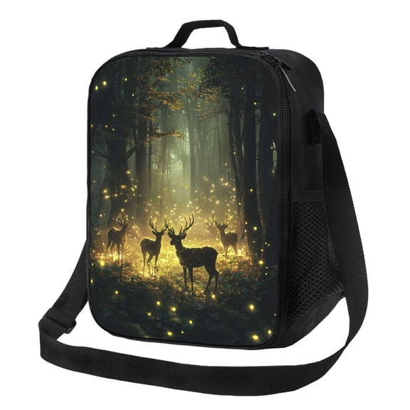 Forest Deer Lunch Bag Reusable Lunch Box Insulated Tote Bag with Adjustable Shoulder Strap