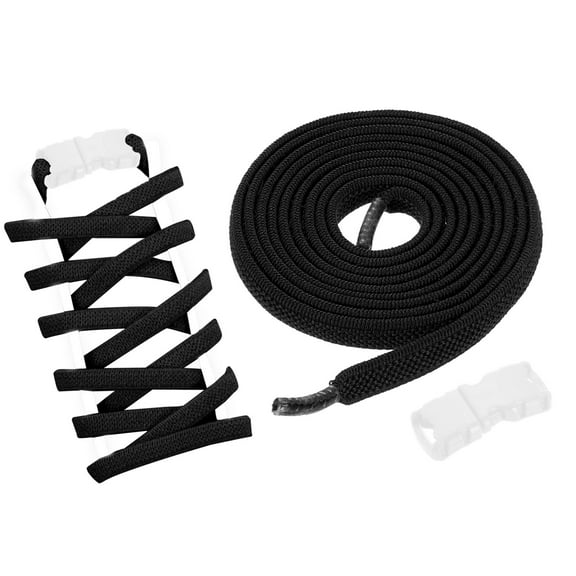 4 Pack Elastic Tieless Shoe Laces No Tie Flat Shoelaces Stretch Shoes Strings for Adults Sneakers, Luminous Black