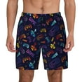 thumbnail image 2 of Picia Games pattern Mens Swim Trunks with Compression Liner Stretch Beach Shorts Quick Dry with Zipper Pockets No-Chafing Board Shorts-Small, 2 of 9