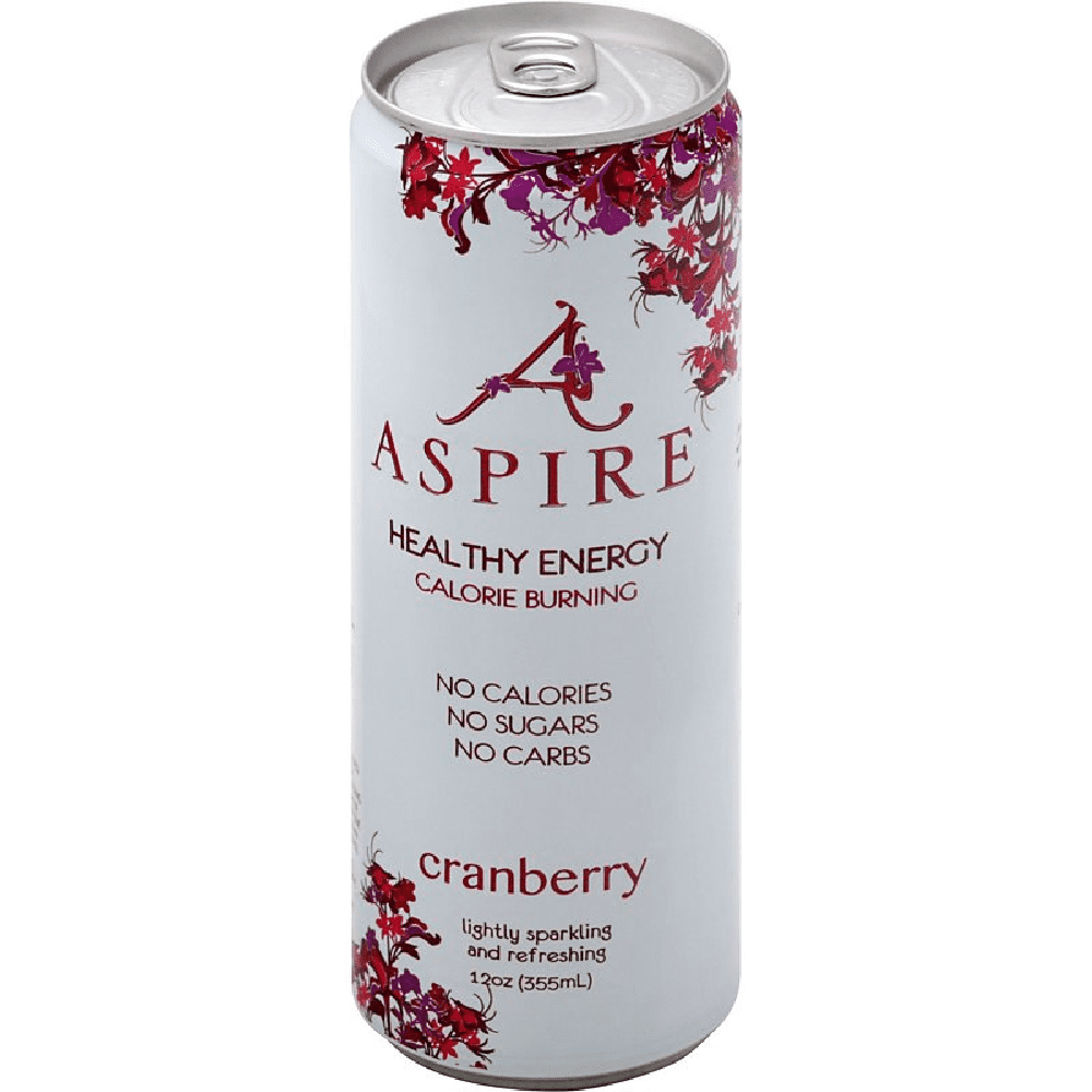 Aspire Cranberry Energy Drink No Calories No Sugar, 12 fl oz [Pack of