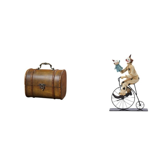 Joyero Vintage De Madera, Organizador, Cofre Del Tesoro, Caja De Almacenamiento Decorativa Para Anillos, Joyería Corporal, Figura De Payaso, Estatua, Escultura, Colección, Adorno De