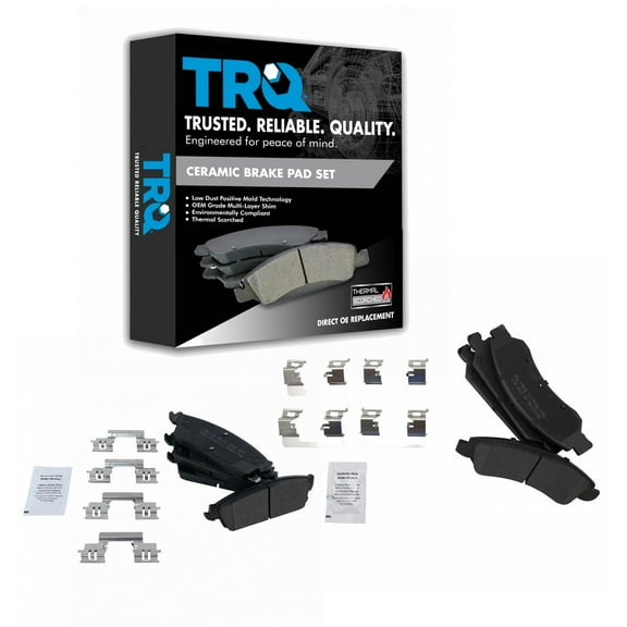 TRQ Premium Posi Semi-Metallic Brake Pad Front & Rear Kit for GMC Chevy Cadillac BFA20097