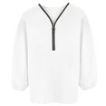 thumbnail image 5 of Kayannuo Fall Tops for Women Clearance Long Sleeve V-Neck Plain Half Zipper Womens Blouses and Tops Fashion versatile Woman Solid Zip Front Blouse Lantern Sleeve Loose Casual Top Shirts, 5 of 6