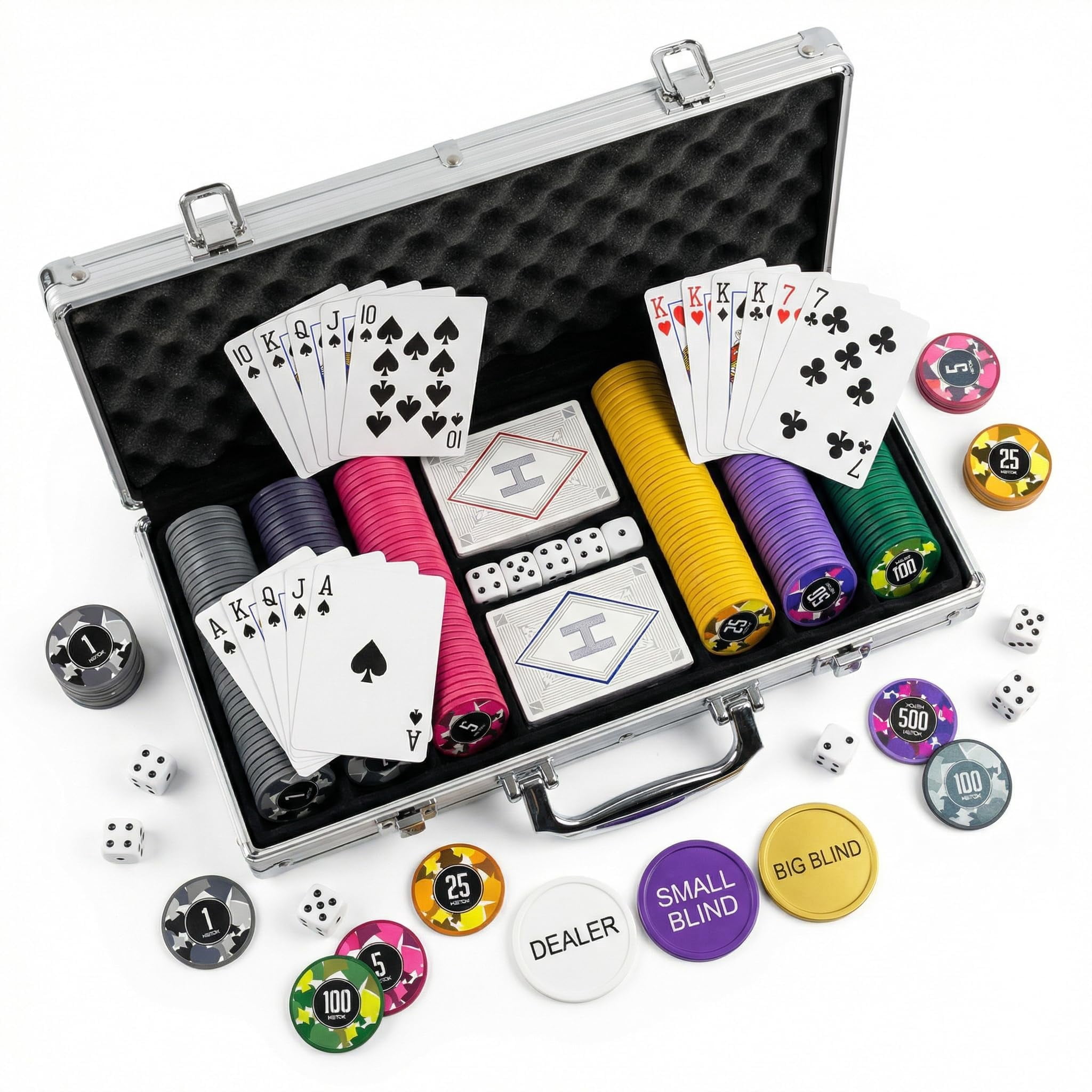 Set De 300 Jetons Poker 11,5 G – Valets Numérotés – Mallette Alu – Texas Hold'em