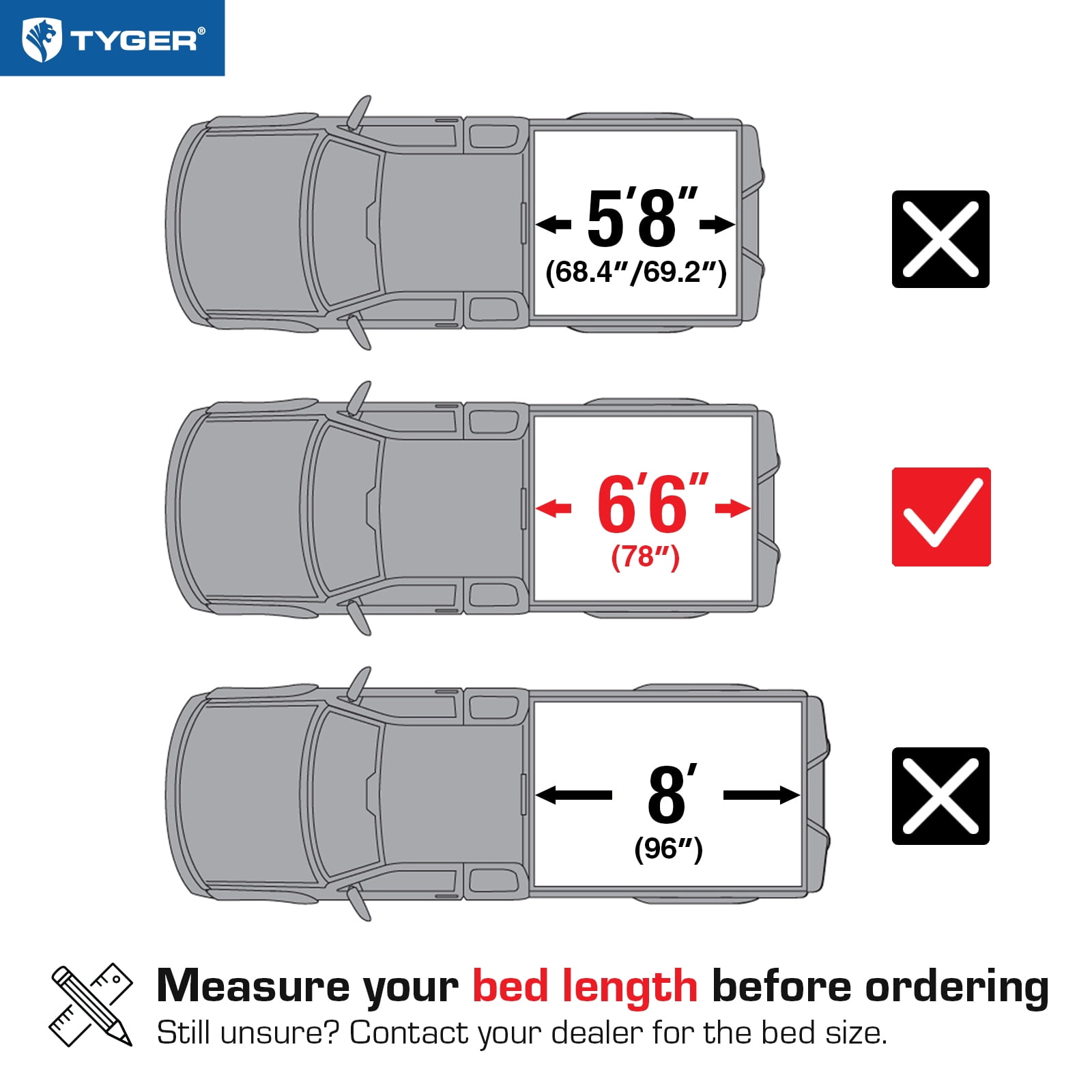 Tyger Auto T1 Soft Roll-up Truck Bed Tonneau Cover Compatible with 1988-2006 Chevy Silverado GMC Sierra 1500 2500 3500HD; 2007 Classic | Fleetside 6'6" (78") Bed | TG-BC1C9009