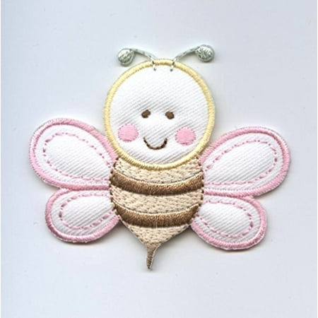 Bee Applique - Children's Pastel Bee - Puffy - Iron On Embroidered Applique Patch