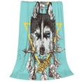 thumbnail image 2 of Honeii Husky With Dreamcatcher Print Fleece Blanket - Throw Blanket for Bed, Sofa, Couch, Camping, and Travel , Microplush Ultra Soft Warm Blanket-80"x60", 2 of 7