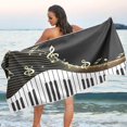 thumbnail image 7 of Dreamtimes Golden Musical Notes Beach Towel Lightweight Compact Oversized Travel Towels Super Absorbent Quick Dry Towel for Swimming Camping Holiday, 7 of 7