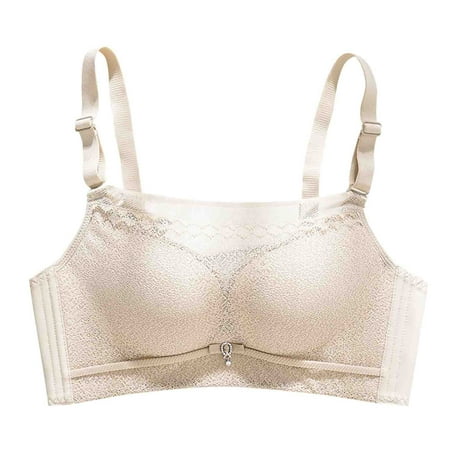 Gnurob Women s Push Up Bra Wireless Bandeau Beauty Back Smoothing Bra Removable Straps Bralettes Thin Cup Bralette Comfort Sheer Padded Brassiere Clearance Saving Khaki 32/70AB
