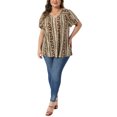 thumbnail image 2 of Agnes Orinda Women's Plus Size Boho Tops Floral V Neck Double Ruffle Sleeve Casual Summer Blouses 2X Black Yellow, 2 of 6