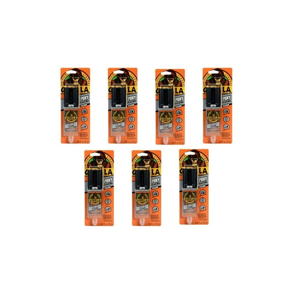 Gorilla 2 Part Epoxy 5 Minute Set - Clear, Water-Resistant - Pack of 7, 0.85 oz