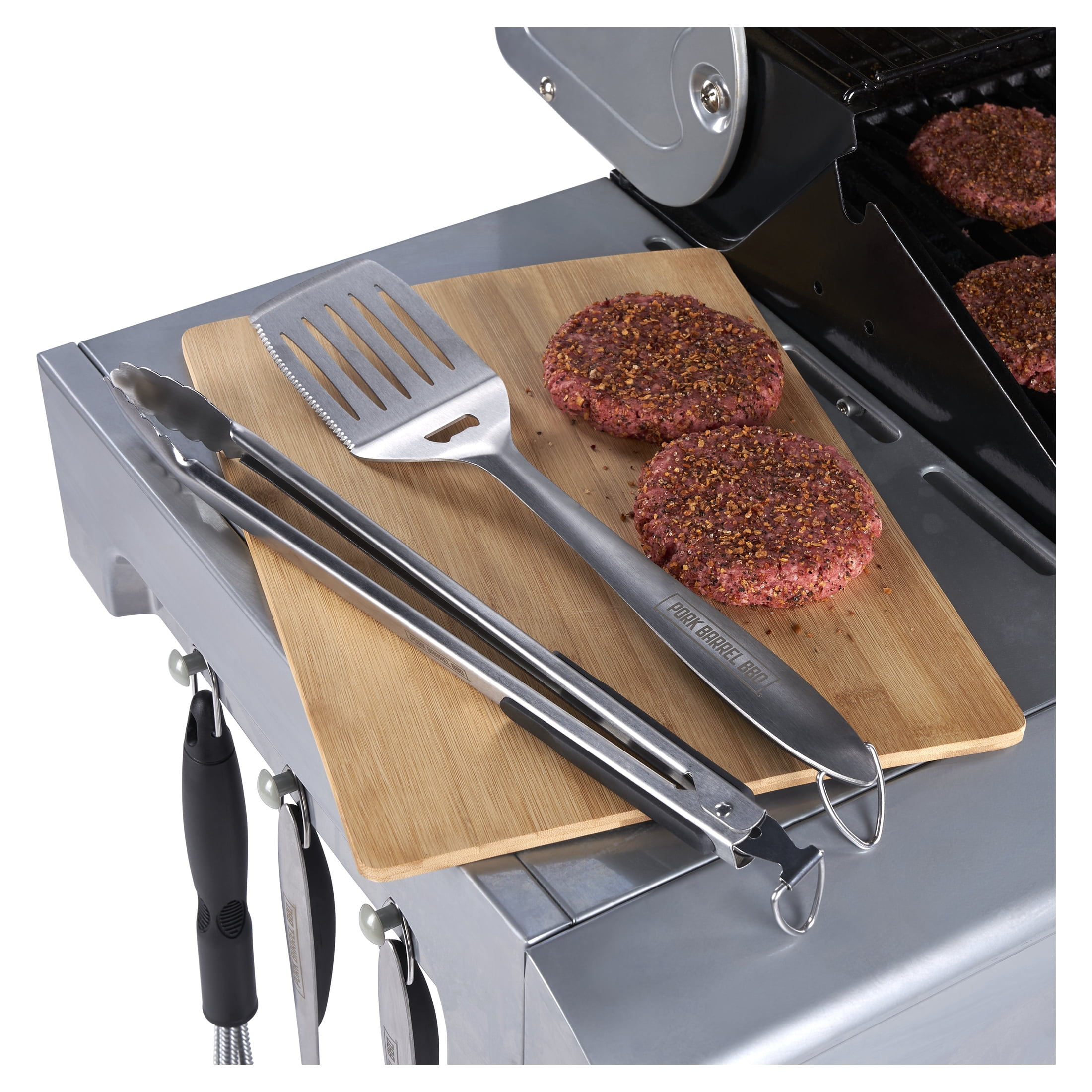Pork Barrel BBQ Premium BBQ Tool Set - Heavy Duty Stainless Steel Grilling Tools & Grill Accessories with Storage Case