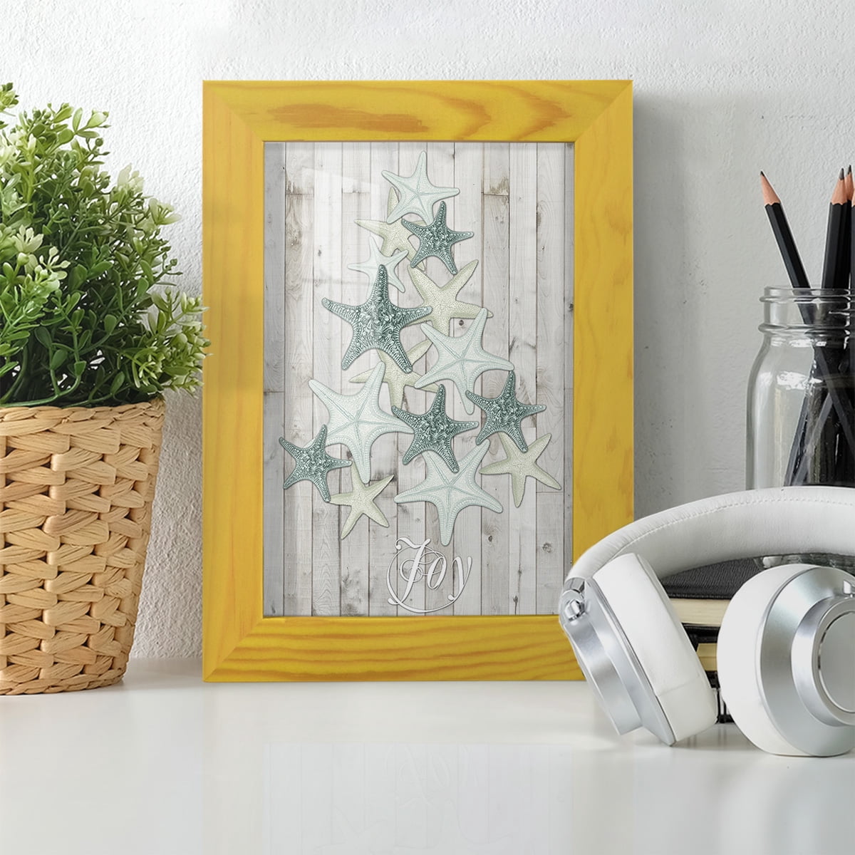 Coastal Christmas III -Framed Print w/glass-Sunflower Yellow