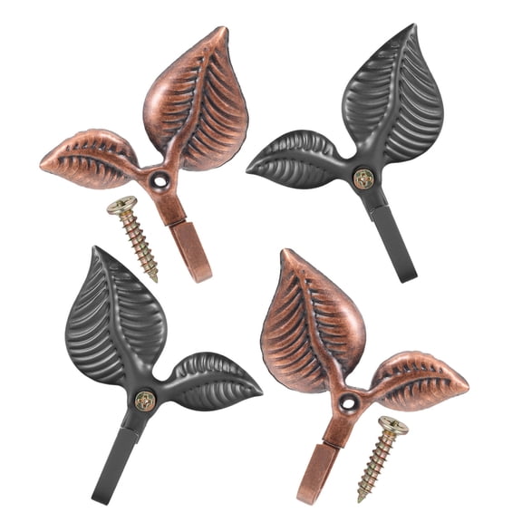 ETEREAUTY 4Pcs Rustic Iron Wall Hooks Assorted Color Decorative Leaf Design for Entryway Coat Scarves Keychains