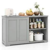 Kitchen Buffet Cabinet Stackable Cupboard w/ Sliding Doors, Adjustable Shelf