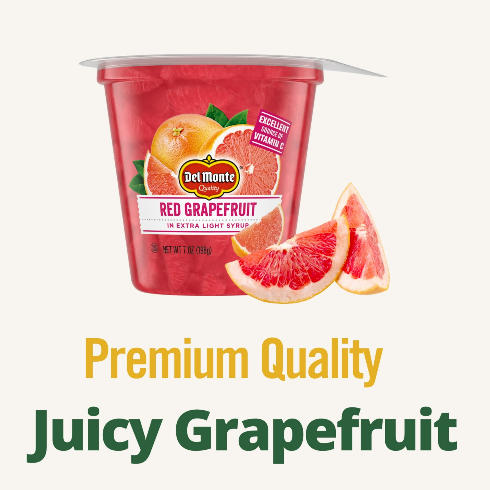 2 x Del Monte Red Grapefruit in Extra Light Syrup 7 oz Cups (Total 8 cups)