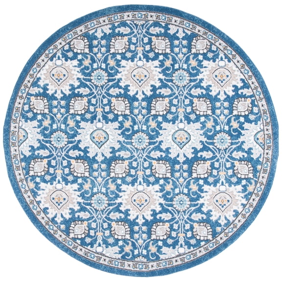 SAFAVIEH Liberty Kalya Floral Polyester Area Rug, Dark Blue/Ivory, 6'7" x 6'7" Round