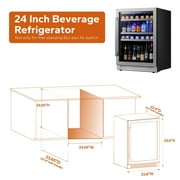 Ca'Lefort 24 Inch Beverage Refrigerator,180 Cans Beverage Cooler with Stainless Steel Glass Door for Home, Bar, Office