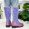 thumbnail image 5 of XIMIN Kids Girls Sparkly Glitter Knee Length Boots Western Cowboy Fashion Sequins Riding Shoes with Side Zipper Party Birthday Dance Shoes (8-9 Years, Purple), 5 of 6
