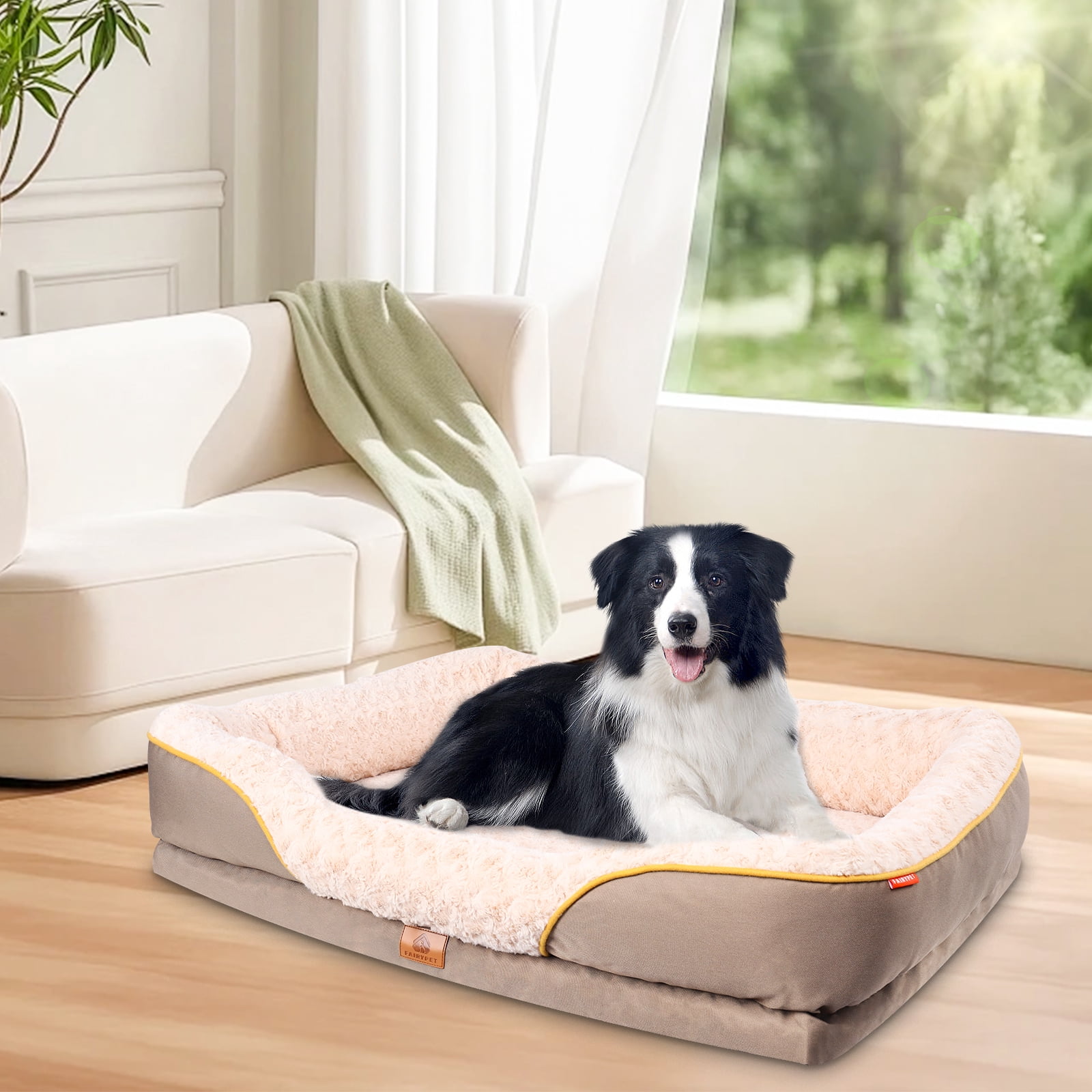 MUMTOP Orthopedic  Dog Bed  with Cooling Breathable Memory Foam , Washable Cover and Non-Slip Base