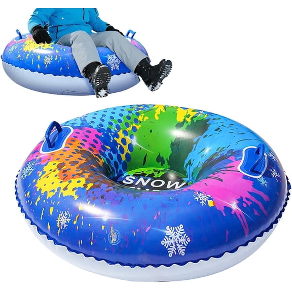 Cold Resistant Snow Tube, Inflatable Sled with Hard Bottom & Handles, Thickened Heavy Duty PVC, for Family Kids Adults Winter Outdoor Sledding