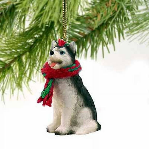 Conversation Concepts Siberian Husky Black and White with Blue Eyes Ornament