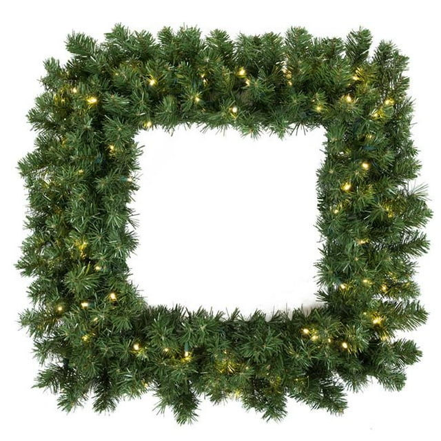Grand Teton Square Dura-Lit Wreath with Clear Lights, 36 in.