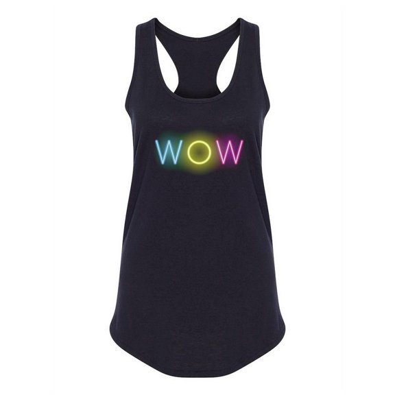 Wow Neon Letter Design Tank Women -Image by Shutterstock, Female Small