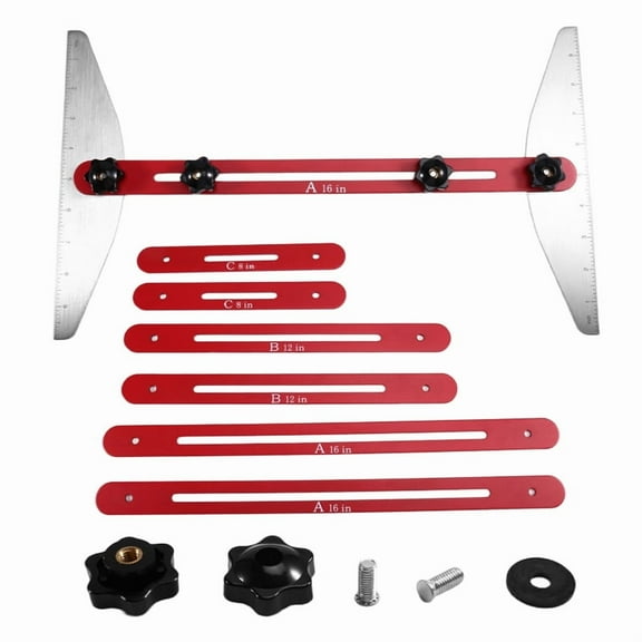 Stair Tread Template Tool, Stainless Steel Stair Measurement and Scribing Tool with Scale, Wooden Stair Jig,1 set * Stair Measuring Ruler,Red