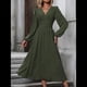 thumbnail image 5 of Vestidos Largos Bohemios de Otoño para Mujer, con Cuello en V, Lunares, Cintura Alta, Corte A y Volantes, para Vacaciones. Verde M, 5 of 7